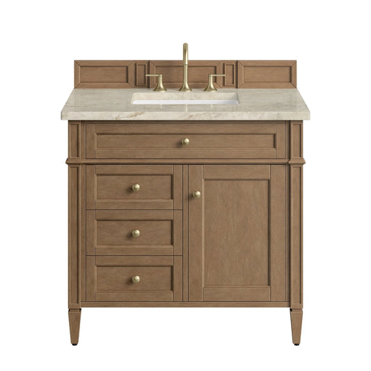 Brittany 36" Single Vanity, Pecan w/ 3 CM Tajnar Eclos Top