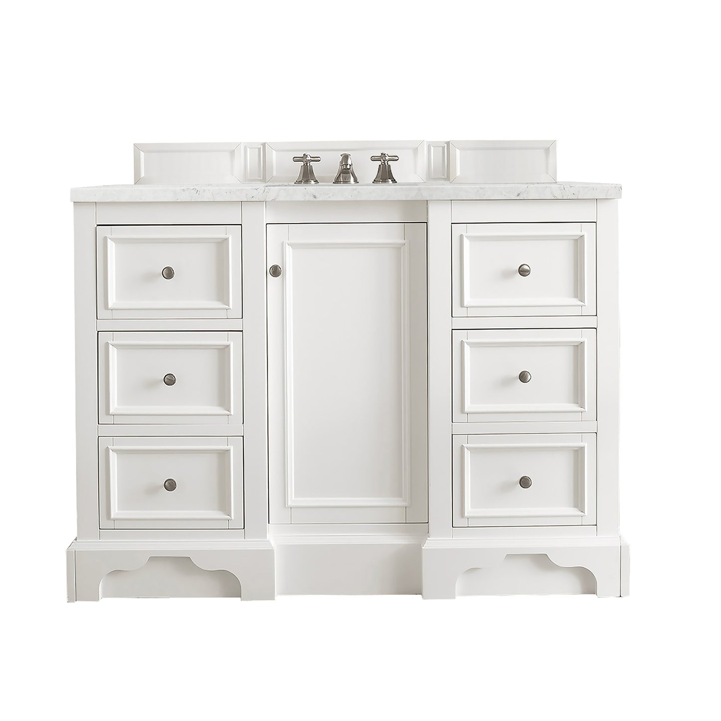 Renovate for Less Atlanta De Soto 48" Single Vanity, Bright White w/ 3 CM Eternal Jasmine Pearl Silestone Top