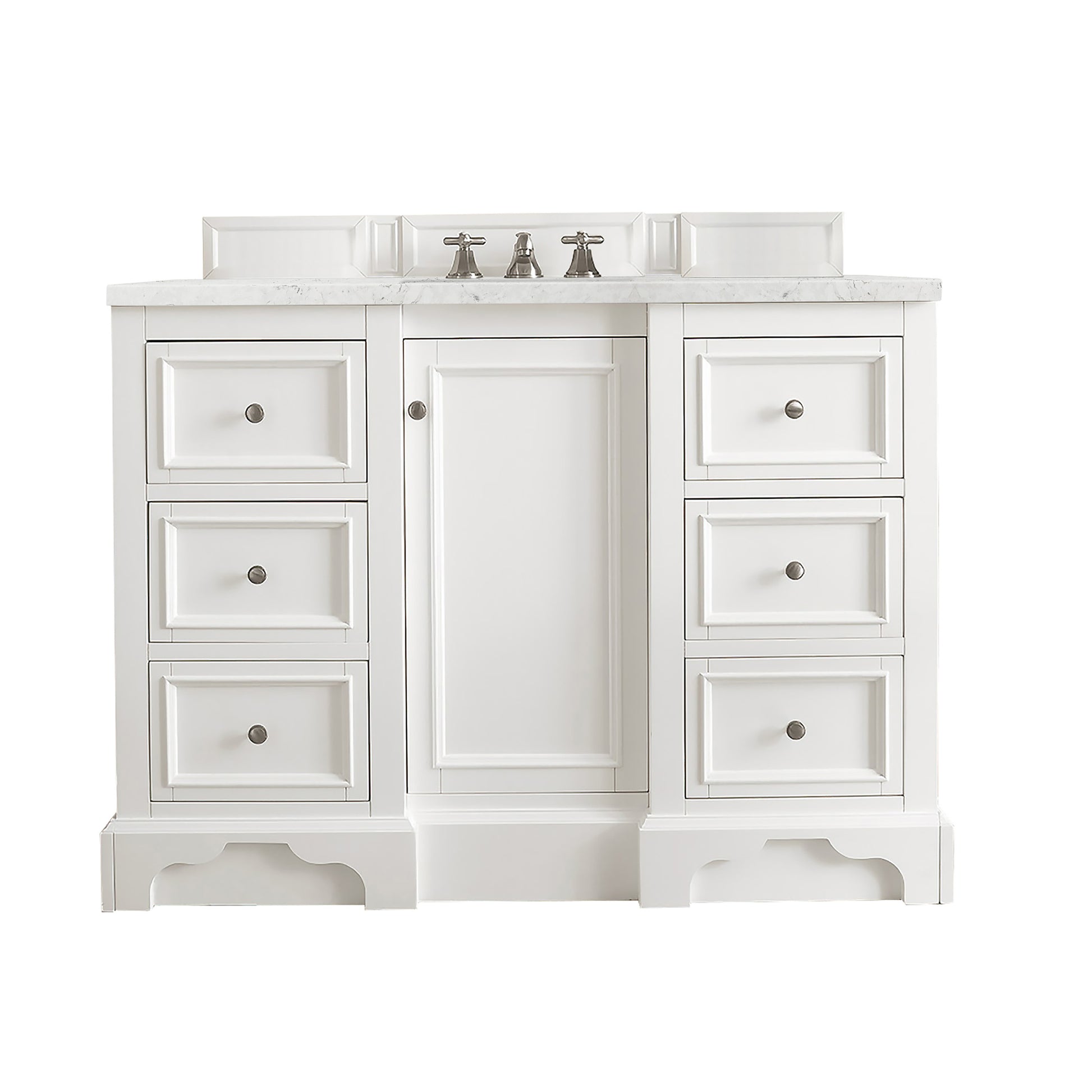 Renovate for Less Atlanta De Soto 48" Single Vanity, Bright White w/ 3 CM Eternal Jasmine Pearl Silestone Top
