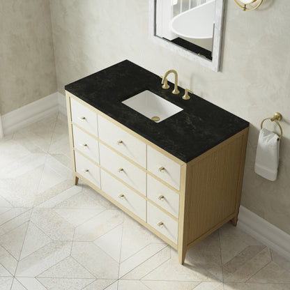 Renovate for Less Atlanta Celeste 48" Single Vanity, Sunwashed Oak with Embossed Shagreen, w/ 3 CM Phantome Eclos Top