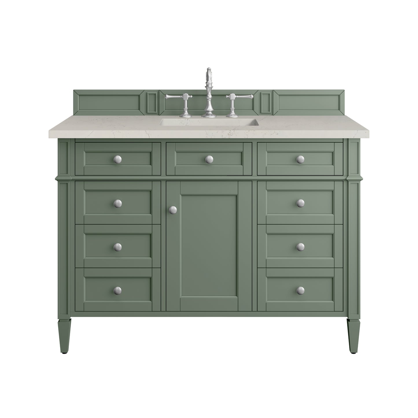 Renovate for Less Atlanta Brittany 48" Single Vanity, Smokey Celadon, w/ 3 CM Siberian Silestone Top