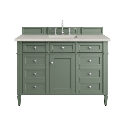 Renovate for Less Atlanta Brittany 48" Single Vanity, Smokey Celadon, w/ 3 CM Siberian Silestone Top