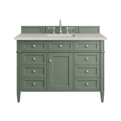 Brittany 48" Single Vanity, Smokey Celadon, w/ 3 CM Siberian Silestone Top