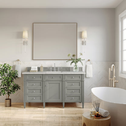 Renovate for Less Atlanta Brittany 60" Single Vanity, Urban Gray w/ 3 CM Eternal Jasmine Pearl Silestone Top