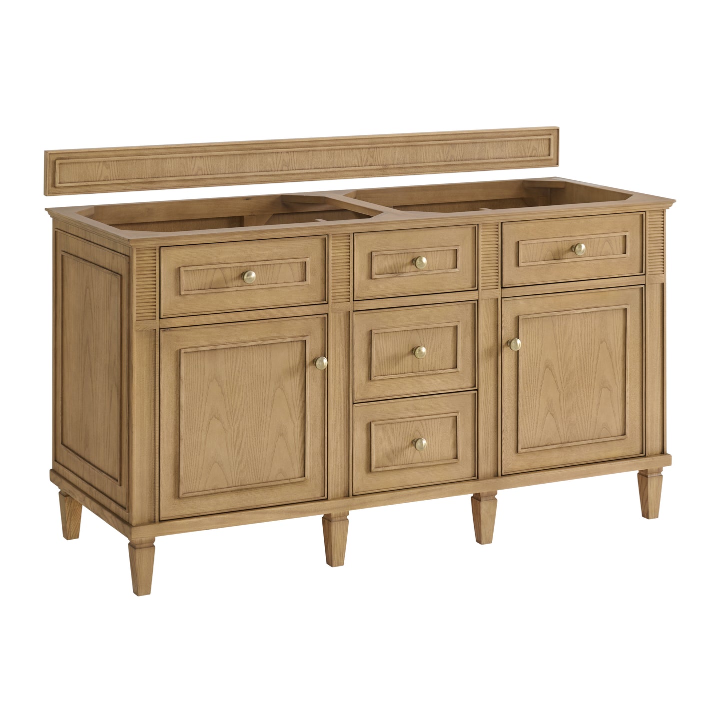 Renovate for Less Atlanta Lorelai 60" Double Vanity, Light Natural Oak w/ 3 CM Carrara White Marble Top