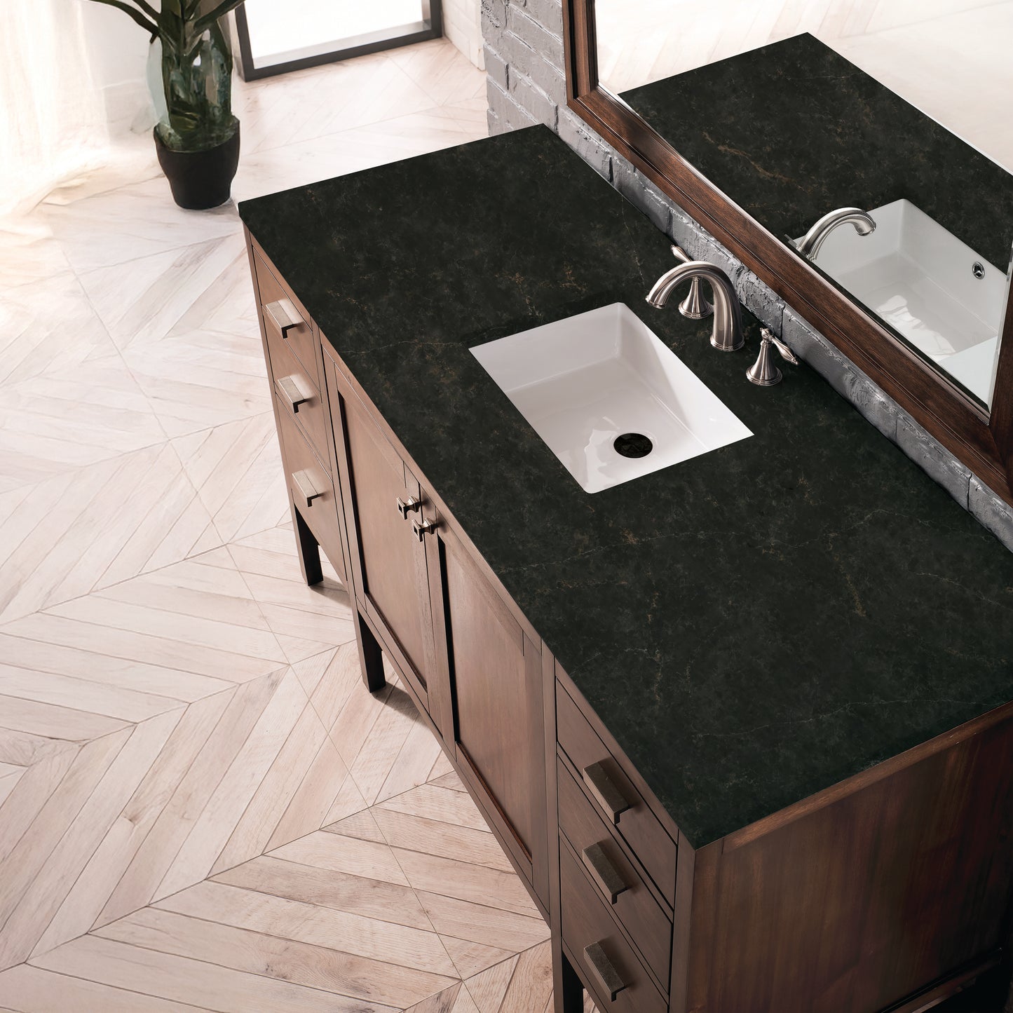 Renovate for Less Atlanta Addison 60" Single Vanity, Mid-Century Acacia, w/ 3 CM Phantome Eclos Top
