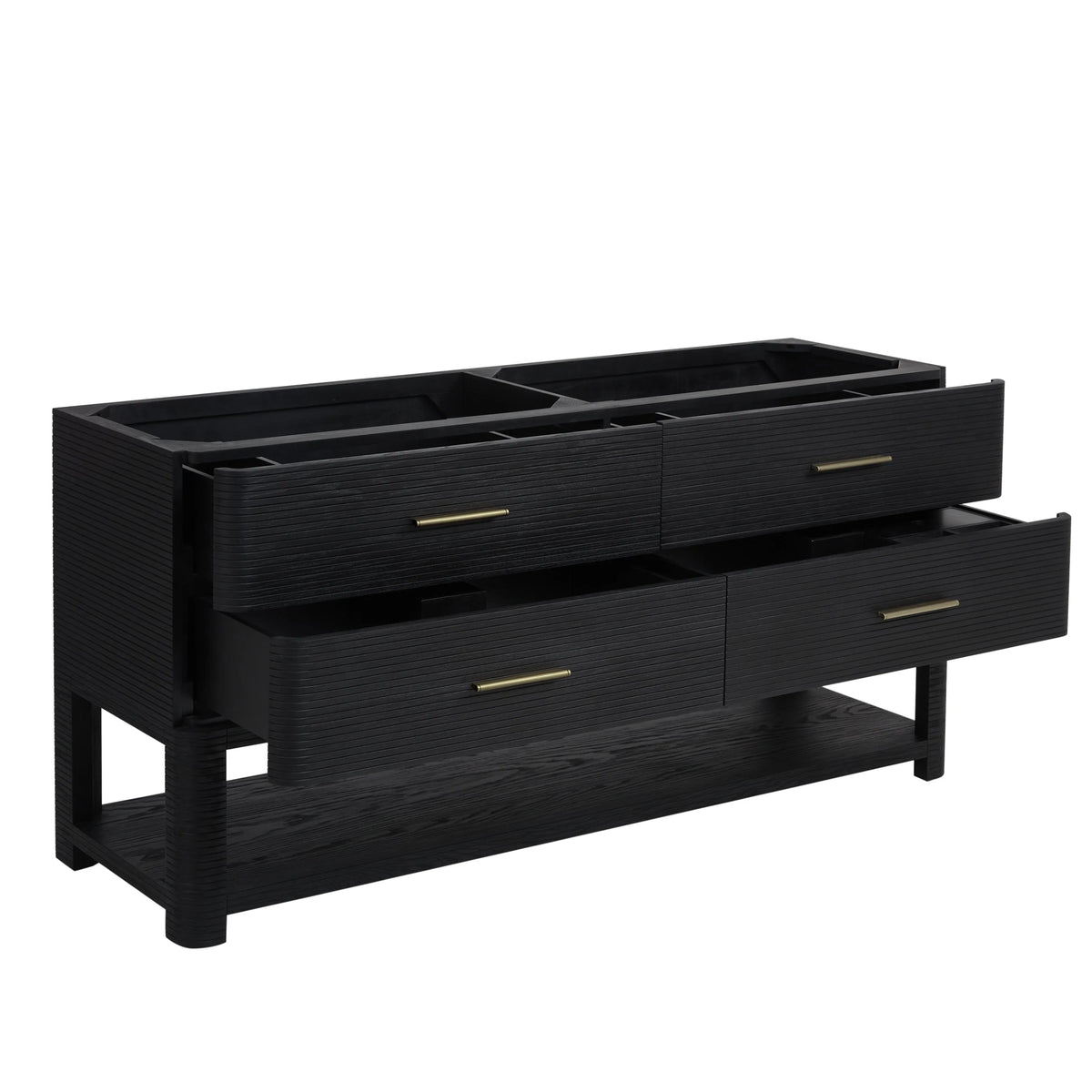 Lucian 72" Double Vanity, Carbon Oak w/ 3 CM Victorian Silver Silestone Top