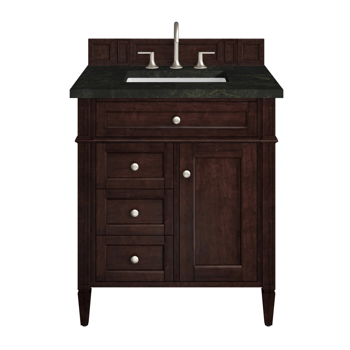 Brittany 30" Single Vanity, Burnished Mahogany, w/ 3 CM Phantome Eclos Top