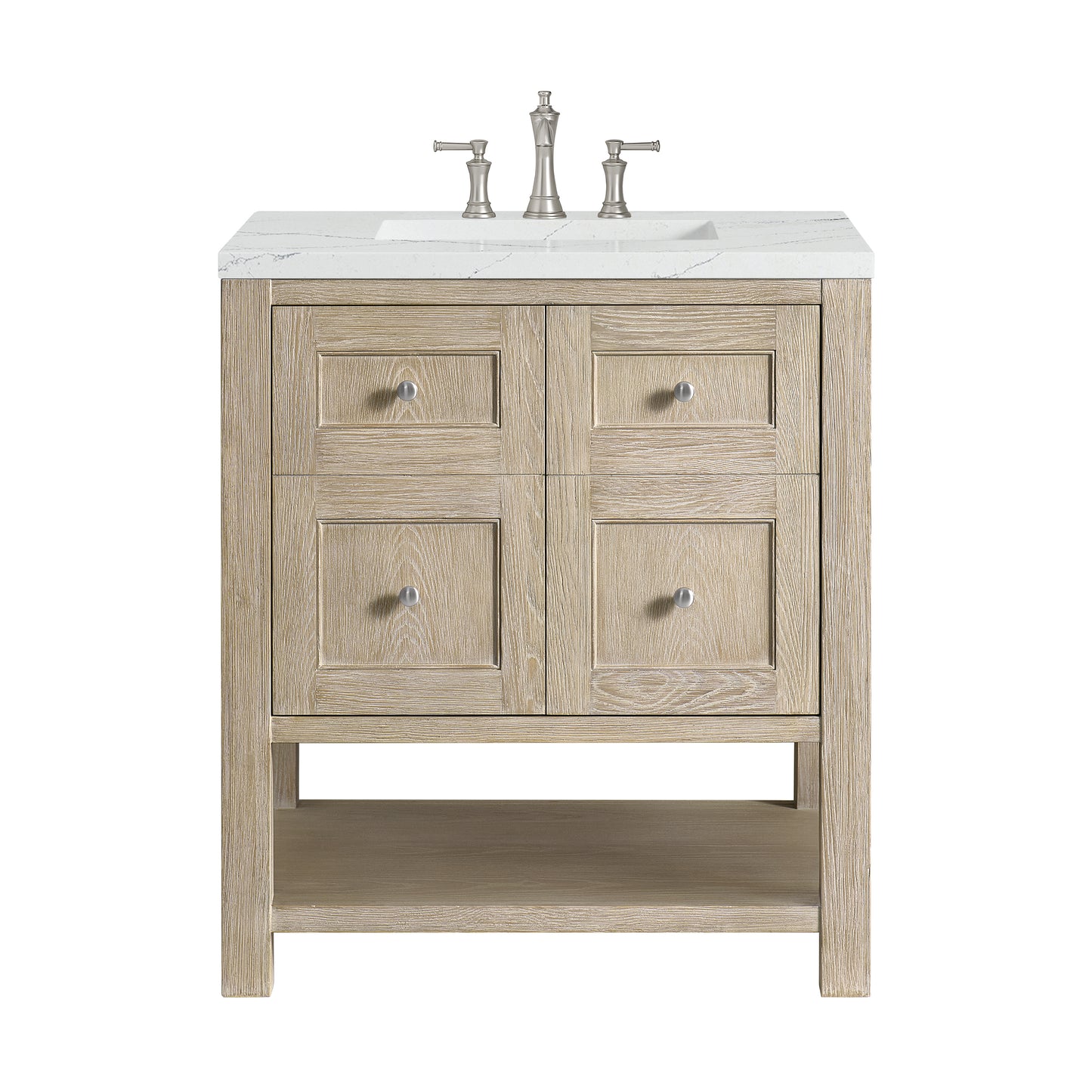 Renovate for Less Atlanta Breckenridge 30" Single Vanity, Whitewashed Oak w/ 3 CM Ethereal Noctis Silestone Top