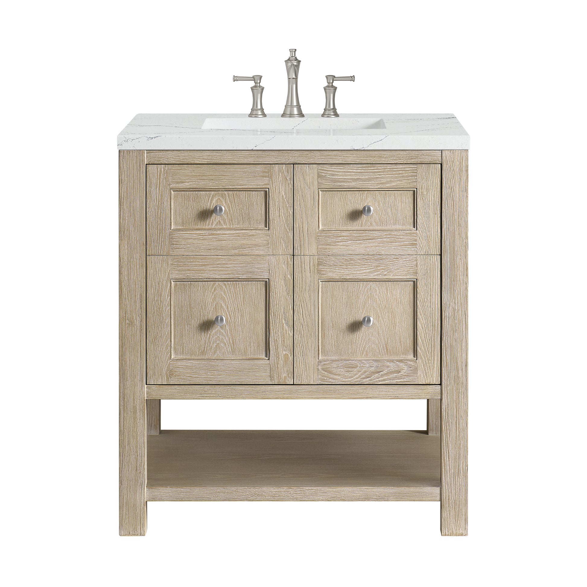Renovate for Less Atlanta Breckenridge 30" Single Vanity, Whitewashed Oak w/ 3 CM Ethereal Noctis Silestone Top