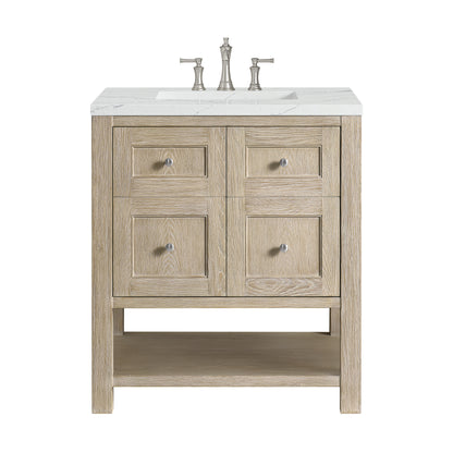 Renovate for Less Atlanta Breckenridge 30" Single Vanity, Whitewashed Oak w/ 3 CM Ethereal Noctis Silestone Top