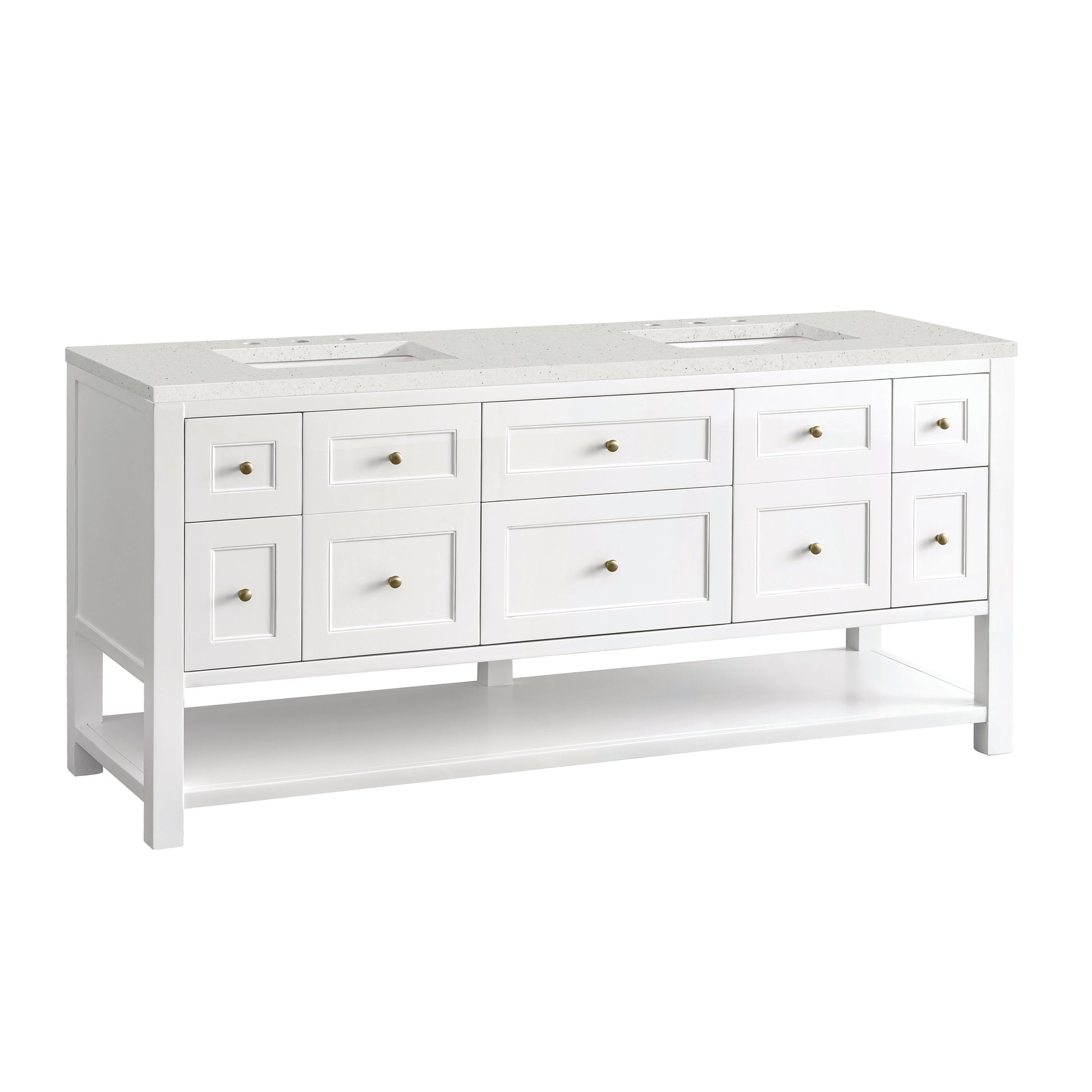 Renovate for Less Atlanta Breckenridge 72" Double Vanity, Bright White w/ 3 CM Lime Delight Top