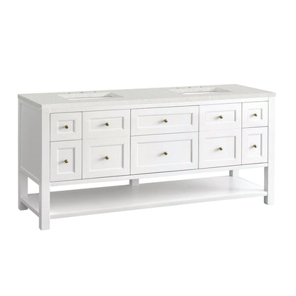 Breckenridge 72" Double Vanity, Bright White w/ 3 CM Lime Delight Top