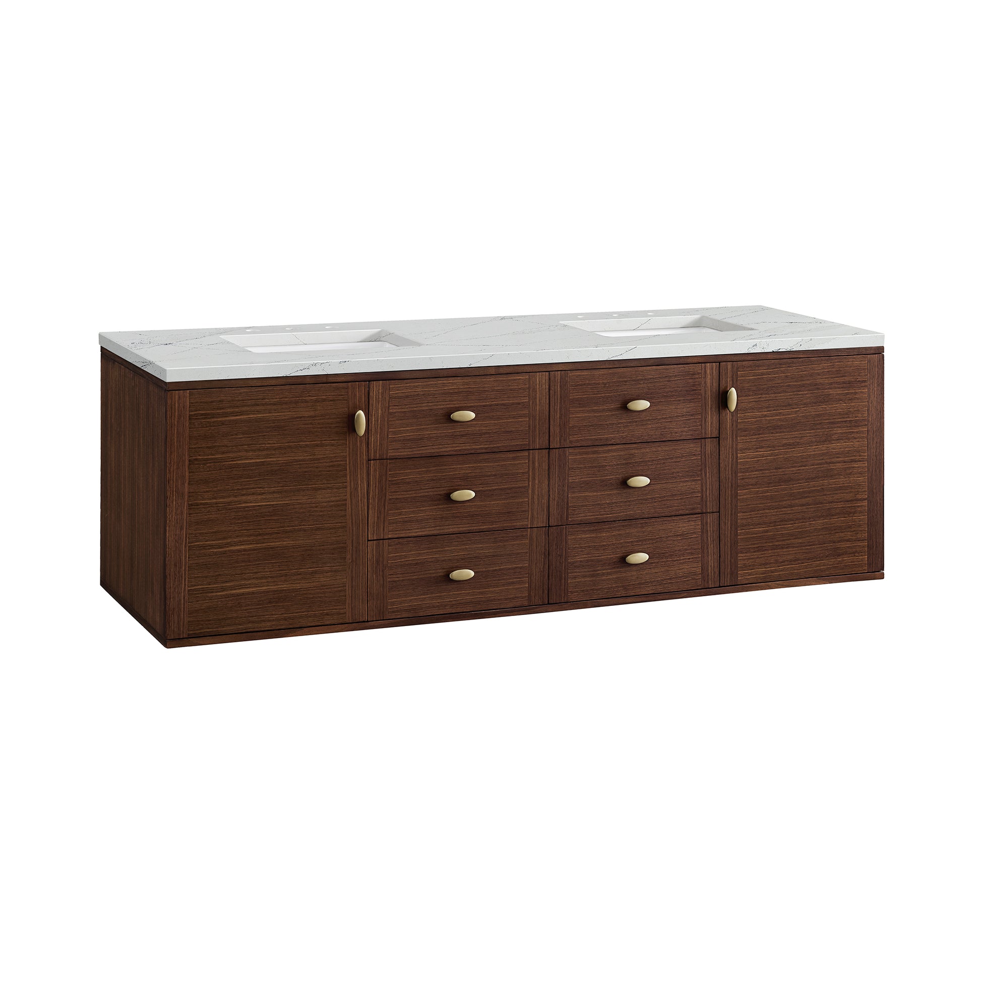 Renovate for Less Atlanta Amberly 72" Double Vanity, Mid-Century Walnut w/ 3 CM Ethereal Noctis Top