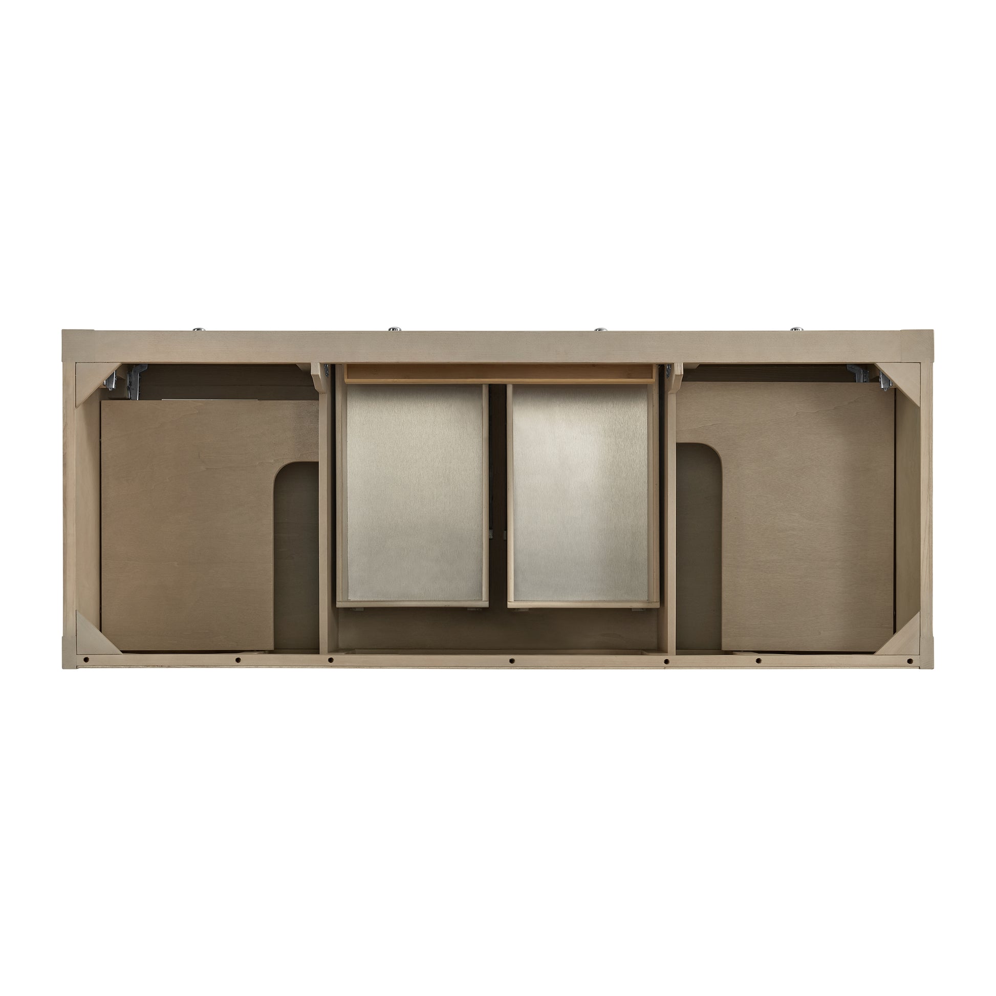 Renovate for Less Atlanta Breckenridge 60" Double Vanity, Whitewashed Oak, w/ 3 CM Eternal Jasmine Pearl Quartz Top