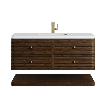 Renovate for Less Atlanta Allamari 48" Single Vanity, Sable w/ Single Hole 3 CM White Zeus Silestone Top