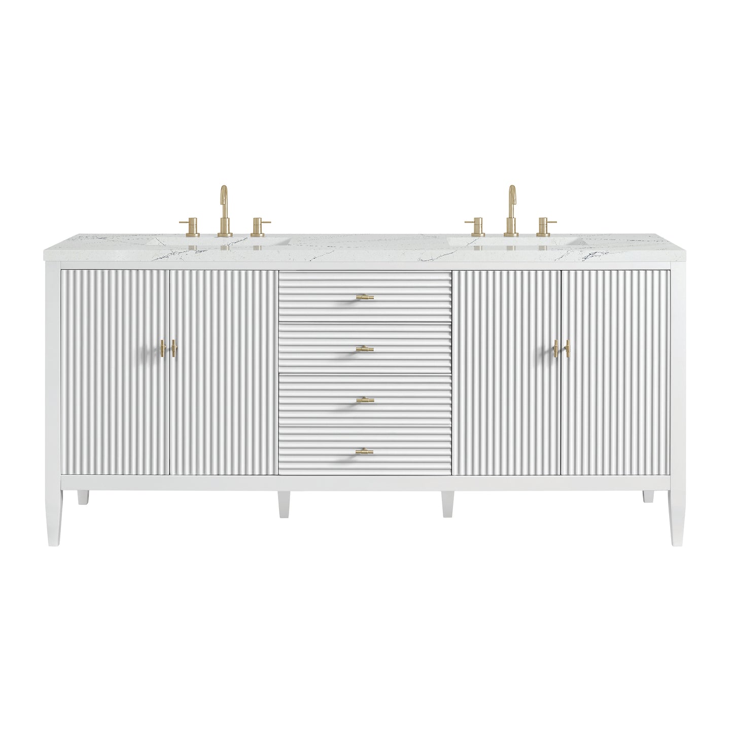 Renovate for Less Atlanta Myrrin 72" Double Vanity, Bright White w/ 3 CM Ethereal Noctis Silestone Top