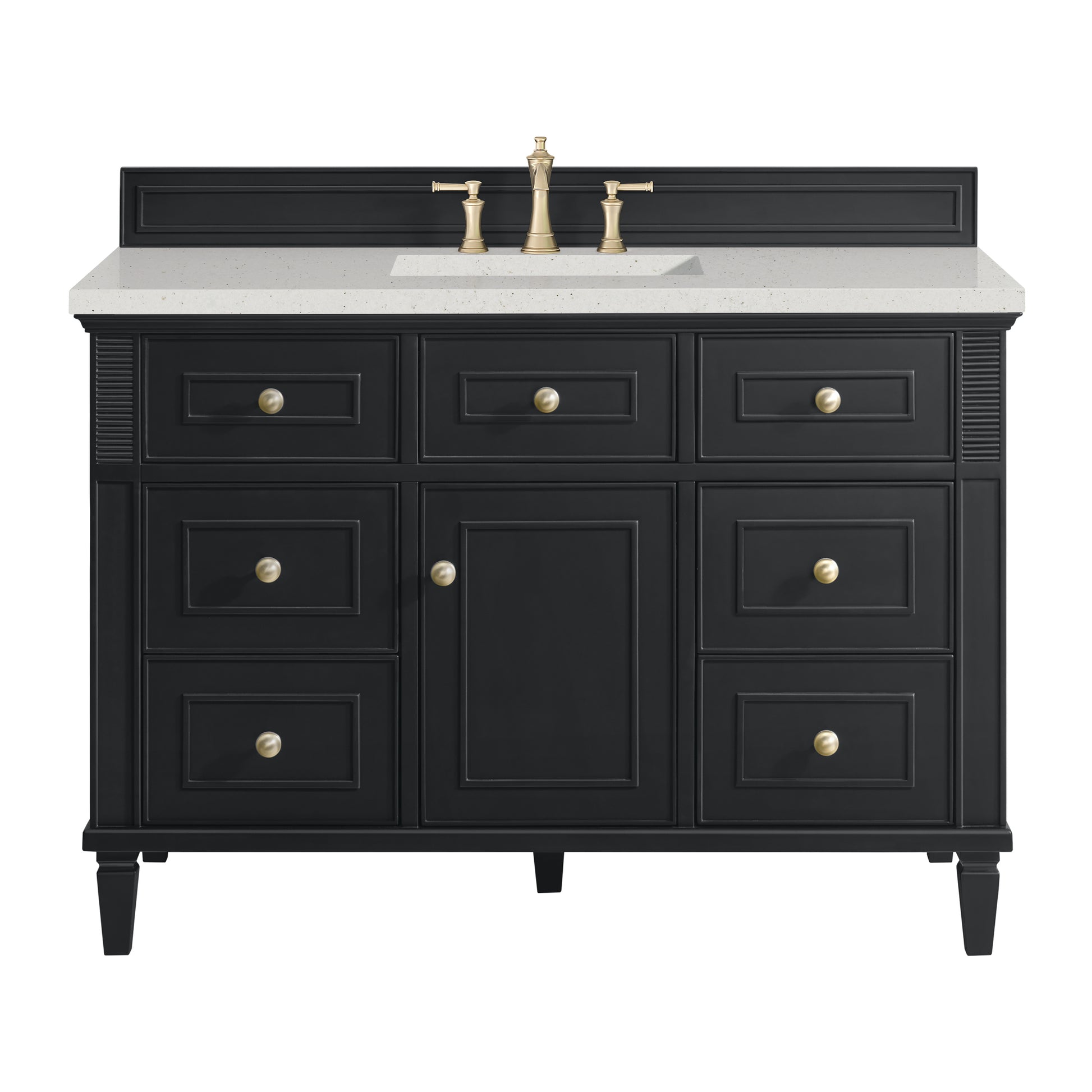 Renovate for Less Atlanta Lorelai 48" Single Vanity, Black Onyx w/ 3 CM Lime Delight Silestone Top