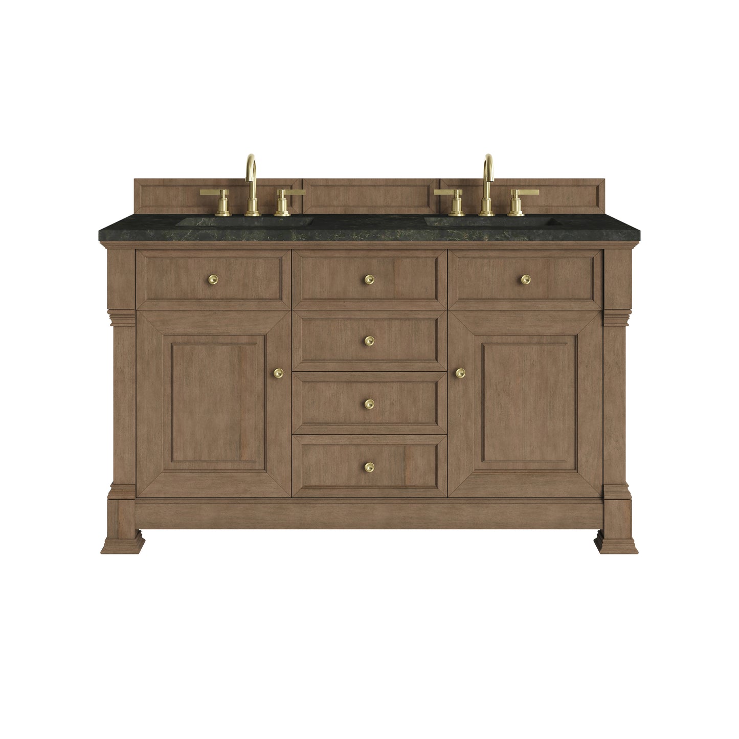Renovate for Less Atlanta Brookfield 60" Double Vanity, Pecan, w/ 3 CM Phantome Eclos Top