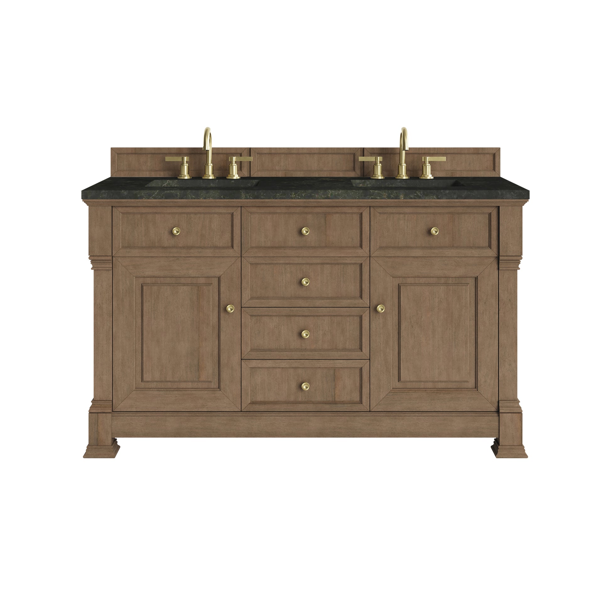 Renovate for Less Atlanta Brookfield 60" Double Vanity, Pecan, w/ 3 CM Phantome Eclos Top