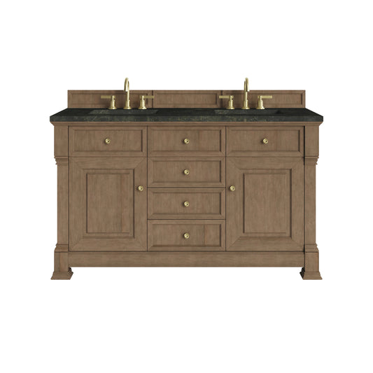 Brookfield 60" Double Vanity, Pecan, w/ 3 CM Phantome Eclos Top