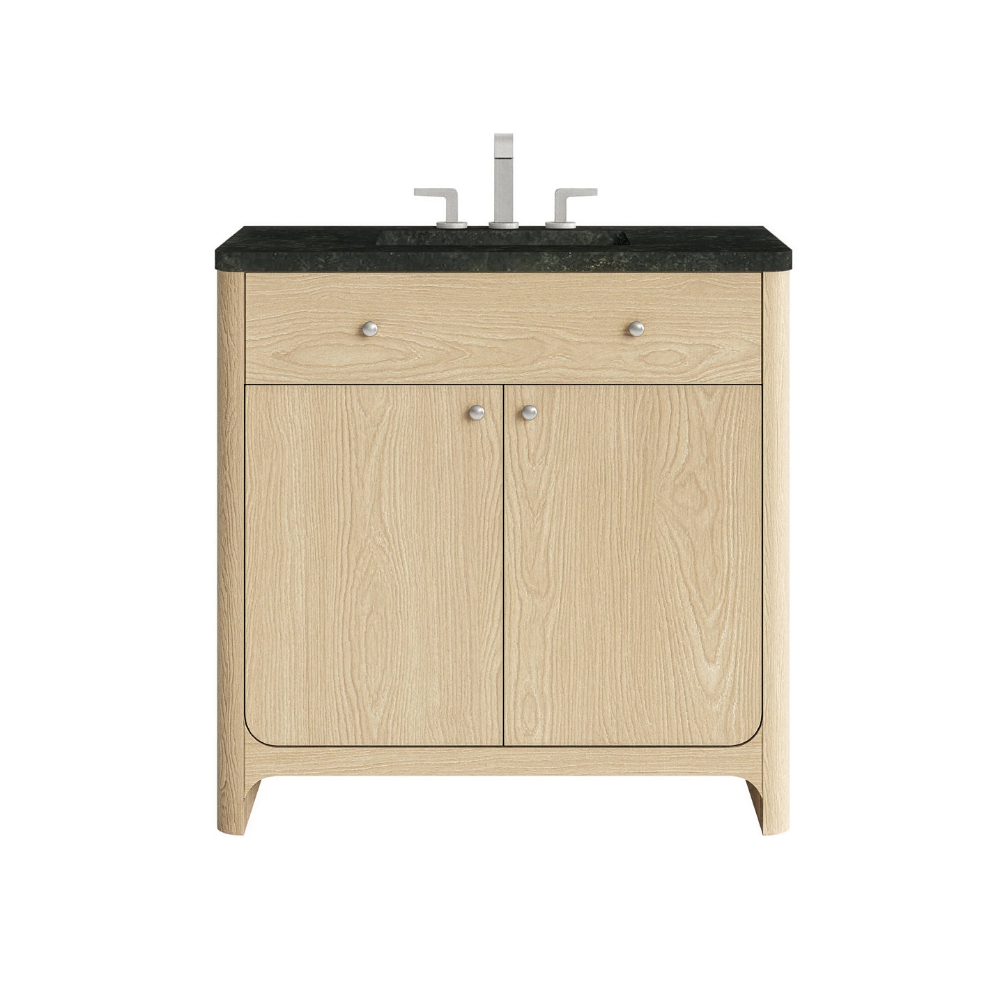 Renovate for Less Atlanta Gracyn 36" Single Vanity, Coastal Driftwood, w/ 3 CM Phantome Eclos Widespread Top