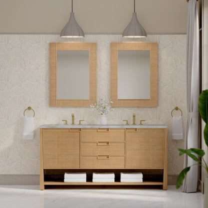 Renovate for Less Atlanta Solene 72" Double Vanity, Seaside Oak, w/ 3 CM Victorian Silver Silestone Top w/ FreePower Wireless Charger