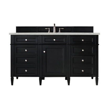 Brittany 60" Single Vanity, Black Onyx, w/ 3 CM Eternal Jasmine Pearl Silestone Top