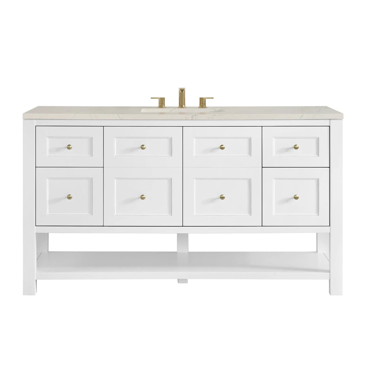 Breckenridge 60" Single Vanity, Bright White, w/ 3 CM Siberian Silestone Top