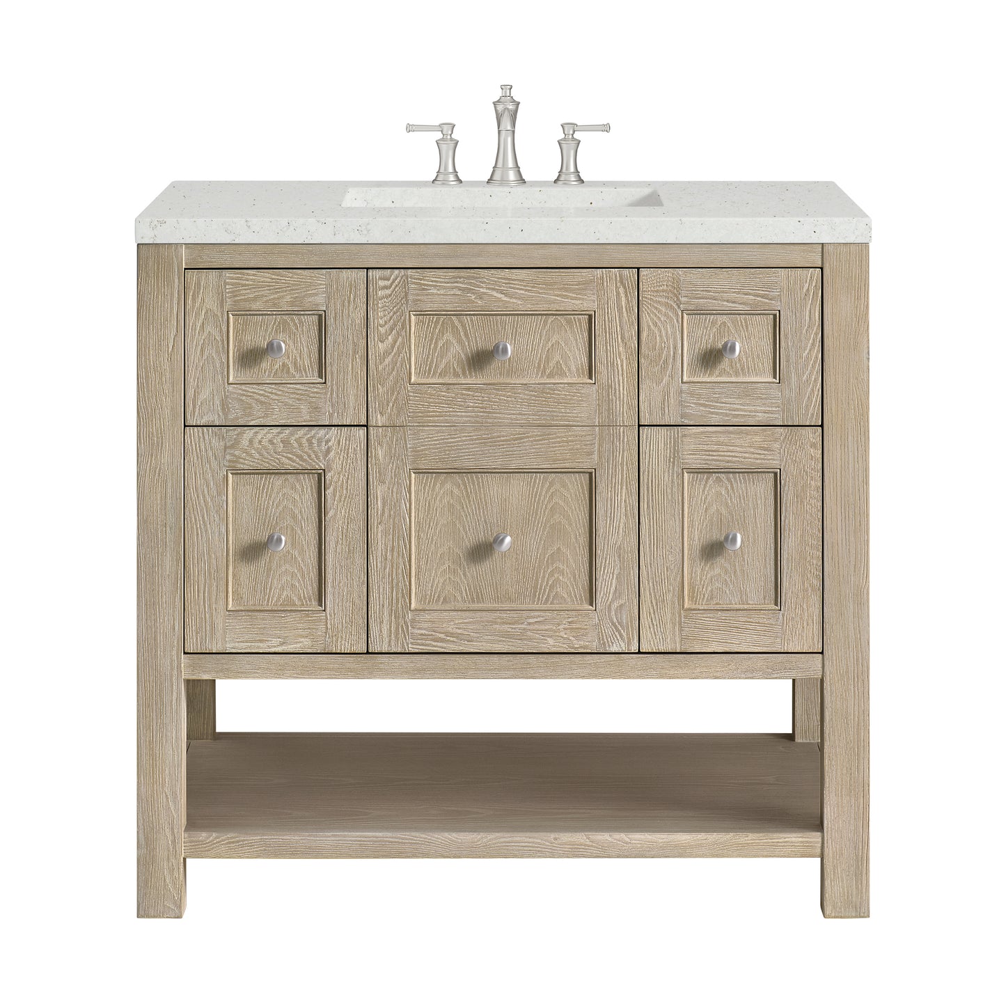 Renovate for Less Atlanta Breckenridge 36" Single Vanity, Whitewashed Oak w/ 3 CM Lime Delight Silestone Top