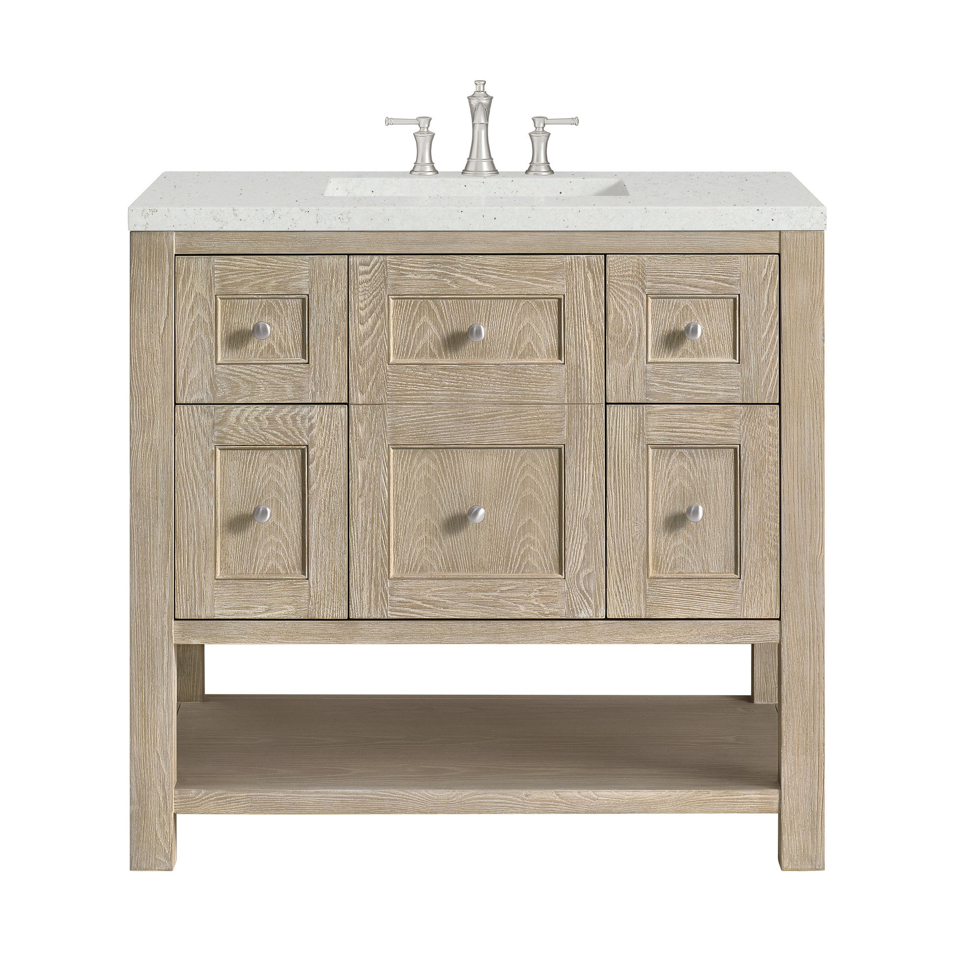 Renovate for Less Atlanta Breckenridge 36" Single Vanity, Whitewashed Oak w/ 3 CM Lime Delight Silestone Top