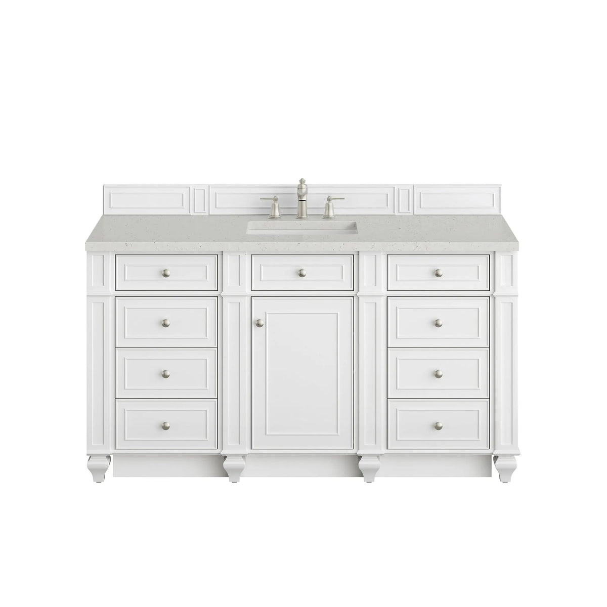 Bristol 60" Single Vanity, Bright White w/ 3 CM Lime Delight Silestone Top