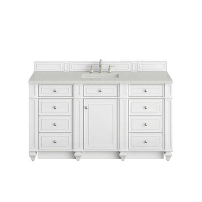 Bristol 60" Single Vanity, Bright White w/ 3 CM Lime Delight Silestone Top