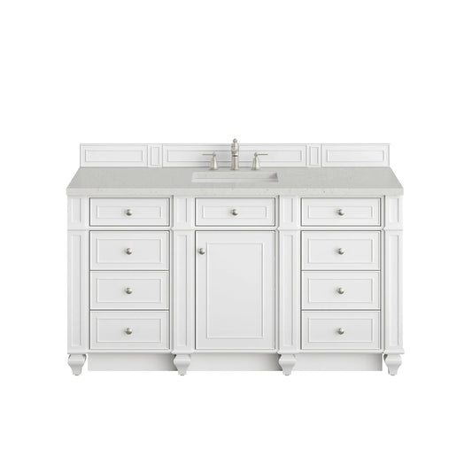 Bristol 60" Single Vanity, Bright White w/ 3 CM Lime Delight Silestone Top
