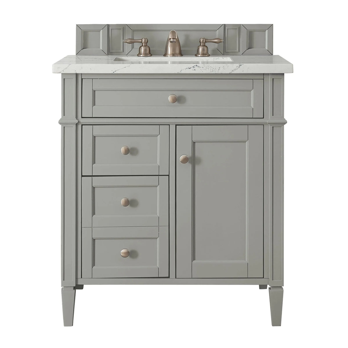 Brittany 30" Single Vanity, Urban Gray, w/ 3 CM Ethereal Noctis Silestone Top