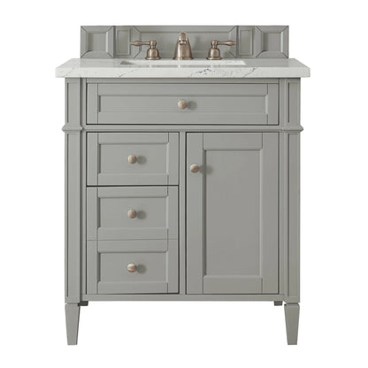 Brittany 30" Single Vanity, Urban Gray, w/ 3 CM Ethereal Noctis Silestone Top