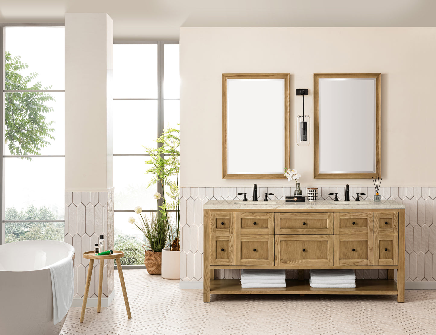 Renovate for Less Atlanta Breckenridge 72" Double Vanity, Light Natural Oak, w/ 3 CM Tajnar Eclos Top