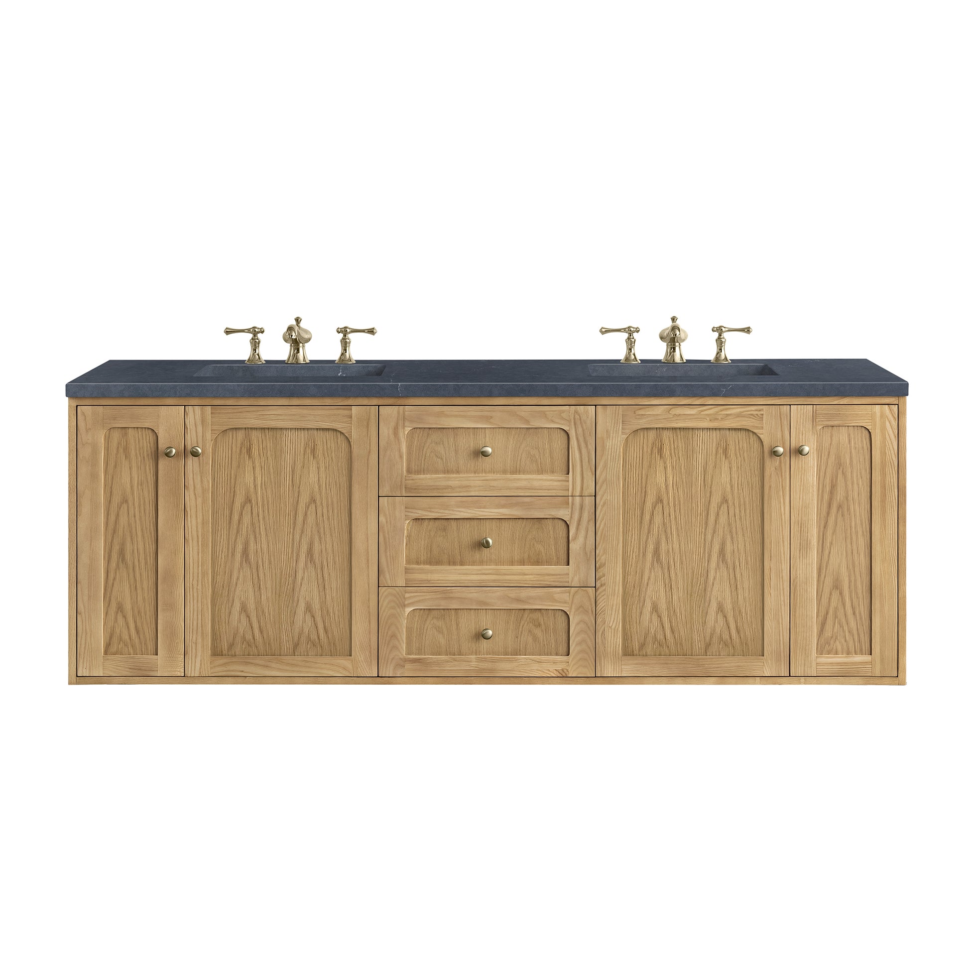 Renovate for Less Atlanta Laurent 72" Double Vanity, Light Natural Oak w/ 3 CM Charcoal Soapstone Top