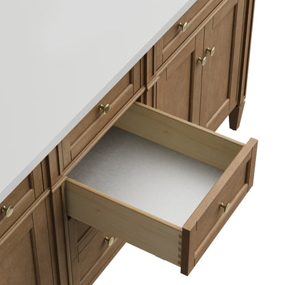 Renovate for Less Atlanta Brittany 72" Double Vanity, Pecan w/ 3 CM Carrara Marble Top