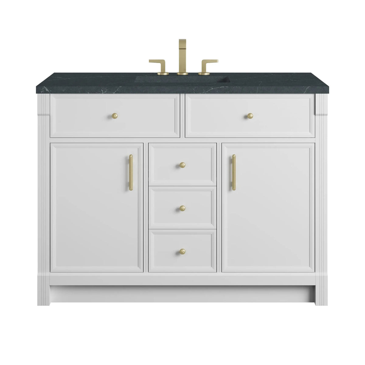 Bellshire 48" Single Vanity, Bright White w/ 3 CM Charcoal Soapstone Silestone Top