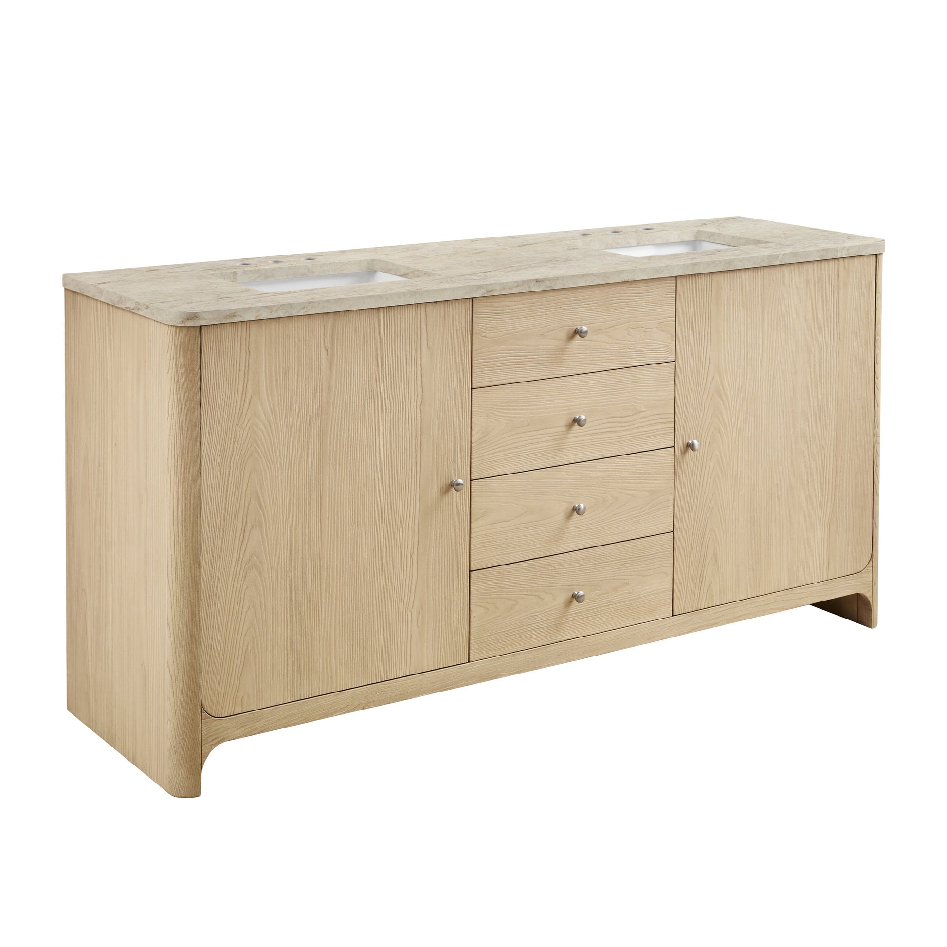Renovate for Less Atlanta Gracyn 72" Double Vanity, Coastal Driftwood, w/ 3 CM Tajnar Eclos Widespread Top