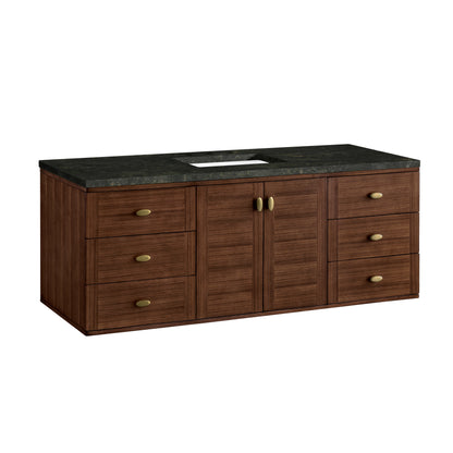 Renovate for Less Atlanta Amberly 60" Single Vanity, Mid-Century Walnut, w/ 3 CM Phantome Eclos Top