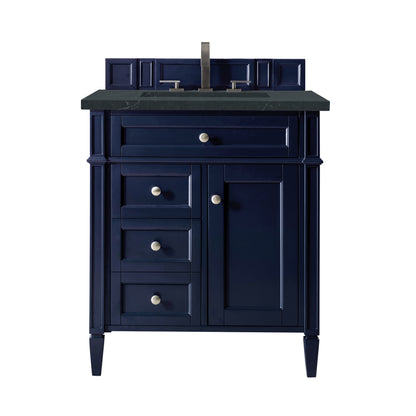 Renovate for Less Atlanta Brittany 30" Single Vanity, Victory Blue w/ 3 CM Charcoal Soapstone Silestone Top