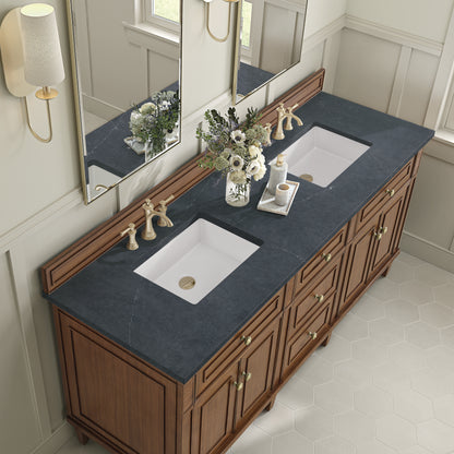 Renovate for Less Atlanta Lorelai 72"Double Vanity, Mid-Century Walnut w/ 3 CM Charcoal Soapstone Silestone Top