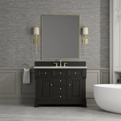 Brookfield 48" Single Vanity, Black Onyx w/ 3 CM Eternal Jasmine Pearl Silestone Top w/ FreePower Wireless Charger