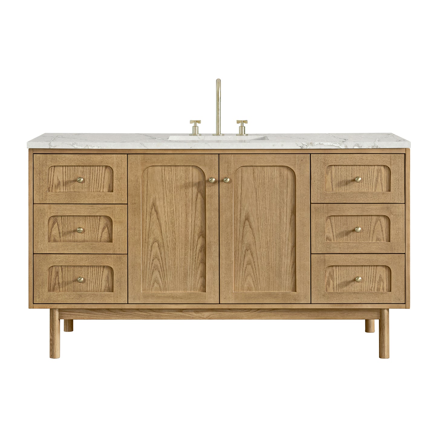 Renovate for Less Atlanta Laurent 60" Single Vanity, Light Natural Oak, w/ 3 CM Victorian Silver Quartz Top