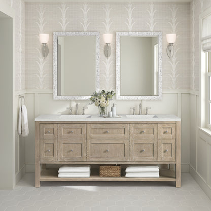 Renovate for Less Atlanta Breckenridge 72" Double Vanity, Whitewashed Oak w/ 3 CM Lime Delight Silestone Top