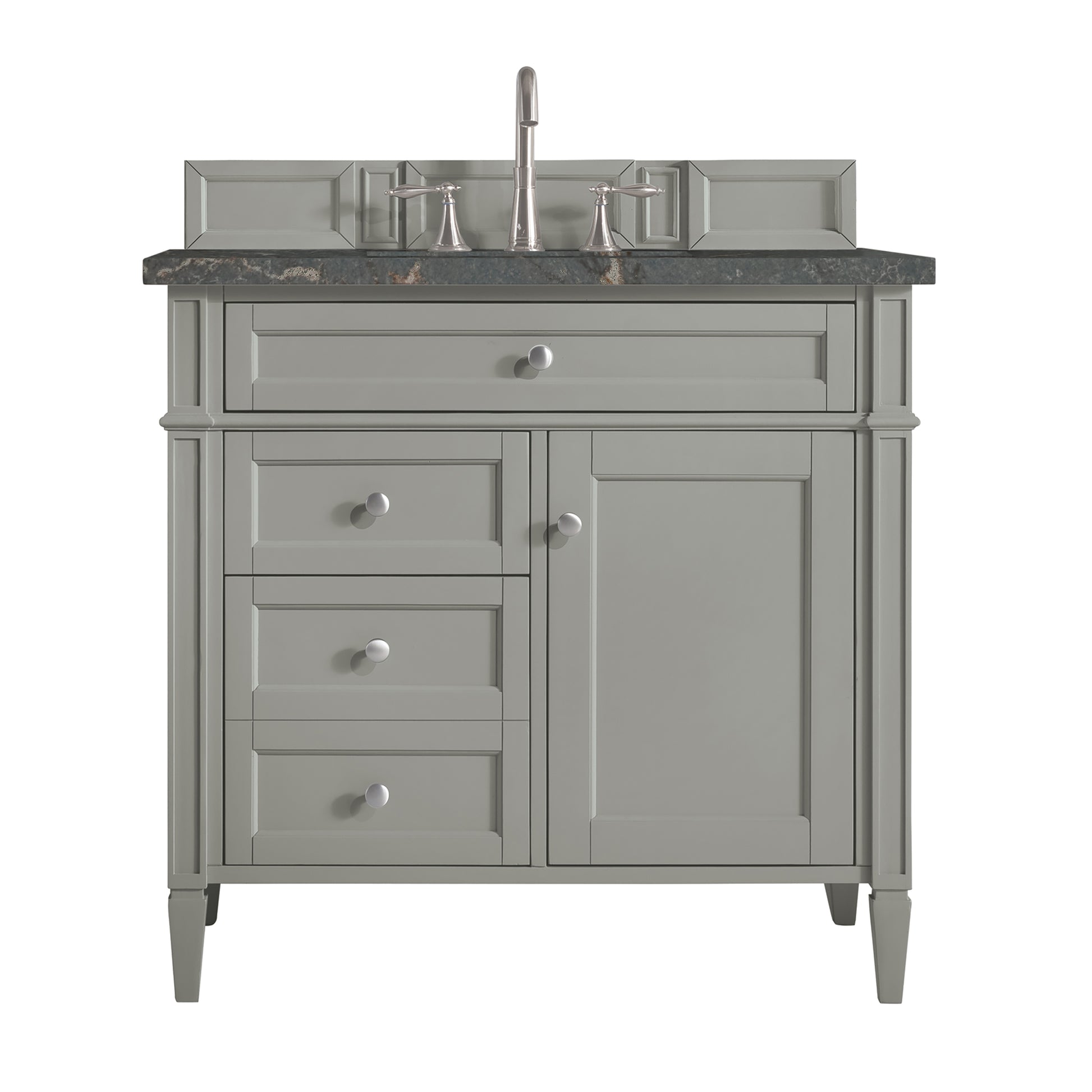 Renovate for Less Atlanta Brittany 36" Single Vanity, Urban Gray w/ 3 CM Parisien Bleu Silestone Top