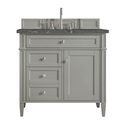 Renovate for Less Atlanta Brittany 36" Single Vanity, Urban Gray w/ 3 CM Parisien Bleu Silestone Top