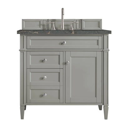 Brittany 36" Single Vanity, Urban Gray w/ 3 CM Parisien Bleu Silestone Top